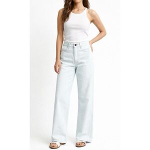 WEWOREWHAT | NWT Utility Wide Leg Jeans in Super Bleached Icy Blue, Size 27